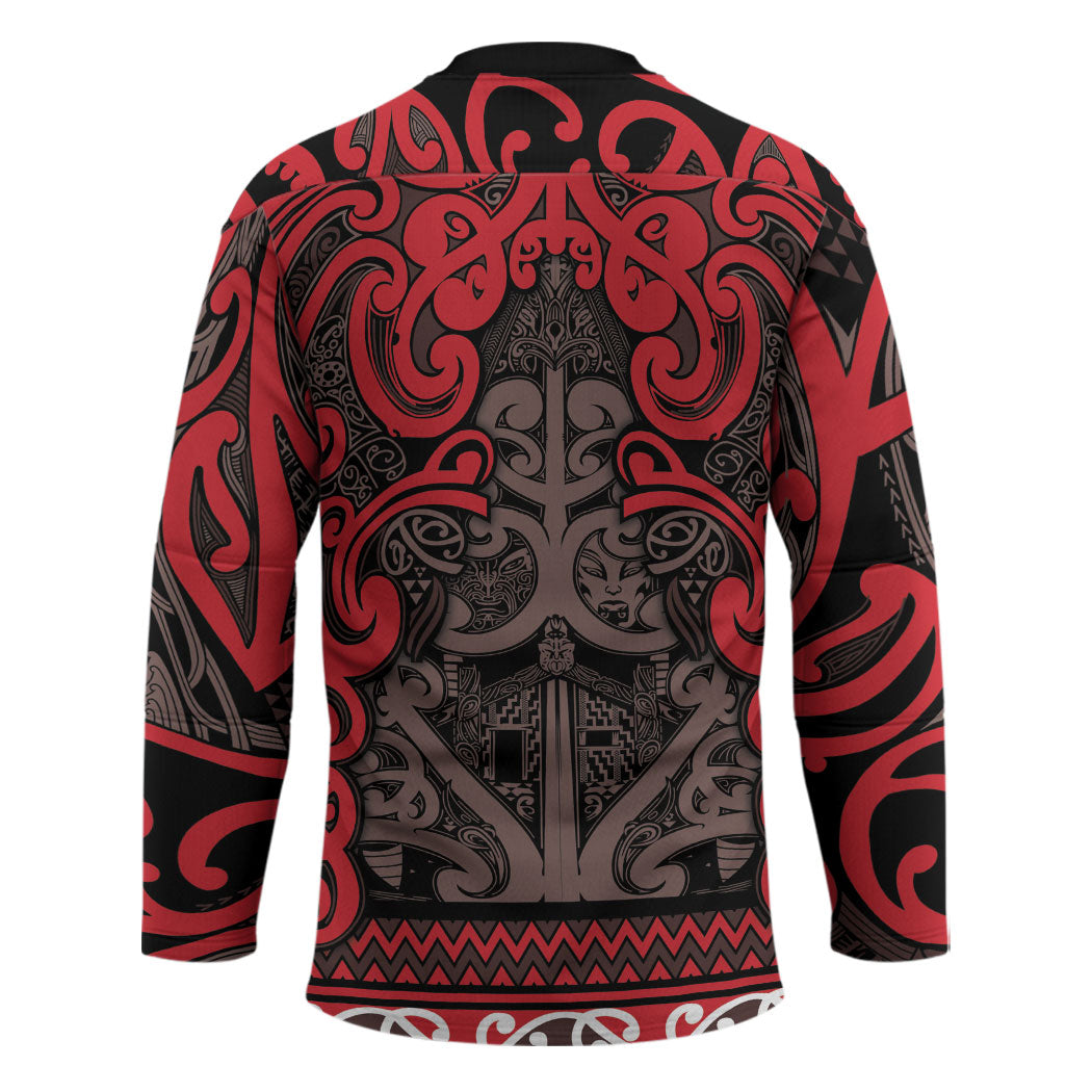 Aotearoa Iwi Ngati Awa Hockey Jersey Maori Wharenui House Tribal Pattern LT9 - Polynesian Pride