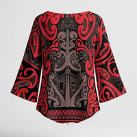Aotearoa Iwi Ngati Awa Kimono Sleeve Blouse Maori Wharenui House Tribal Pattern LT9 - Polynesian Pride