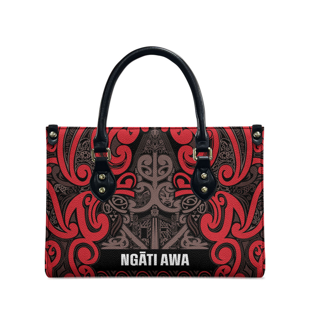 Aotearoa Iwi Ngati Awa Leather Bag Maori Wharenui House Tribal Pattern LT9 - Polynesian Pride