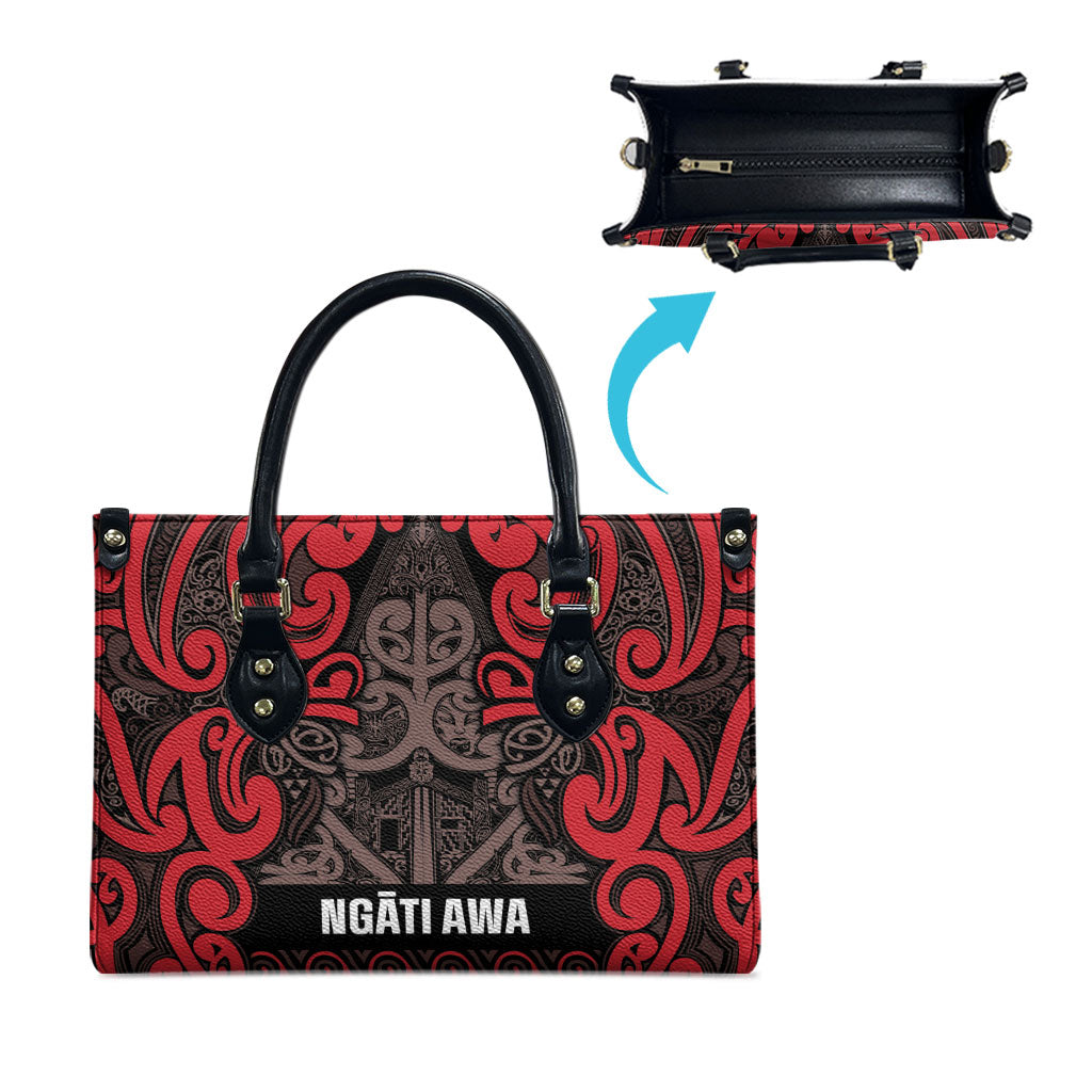 Aotearoa Iwi Ngati Awa Leather Bag Maori Wharenui House Tribal Pattern LT9 - Polynesian Pride