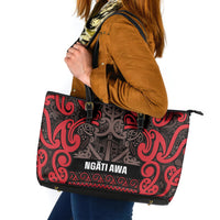 Aotearoa Iwi Ngati Awa Leather Tote Bag Maori Wharenui House Tribal Pattern LT9 Red - Polynesian Pride