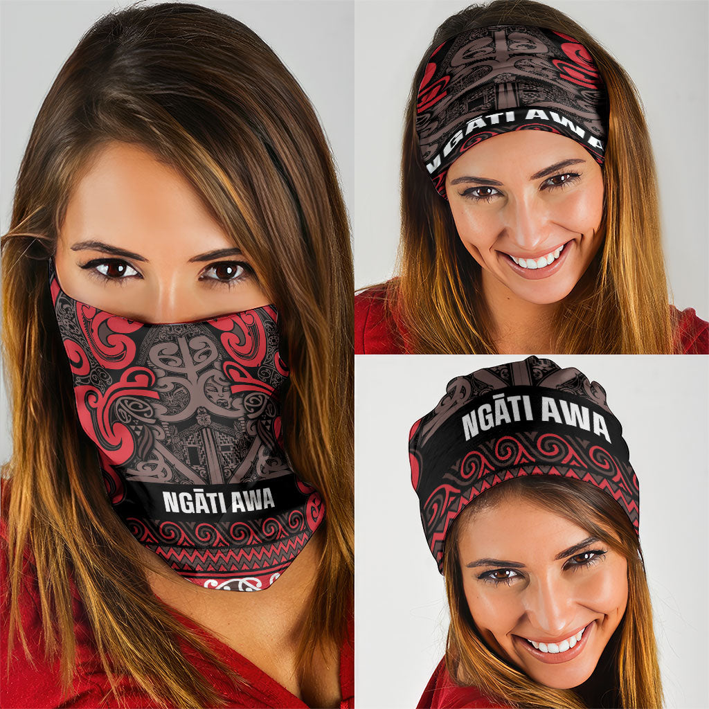 Aotearoa Iwi Ngati Awa Neck Gaiter Maori Wharenui House Tribal Pattern LT9 - Polynesian Pride
