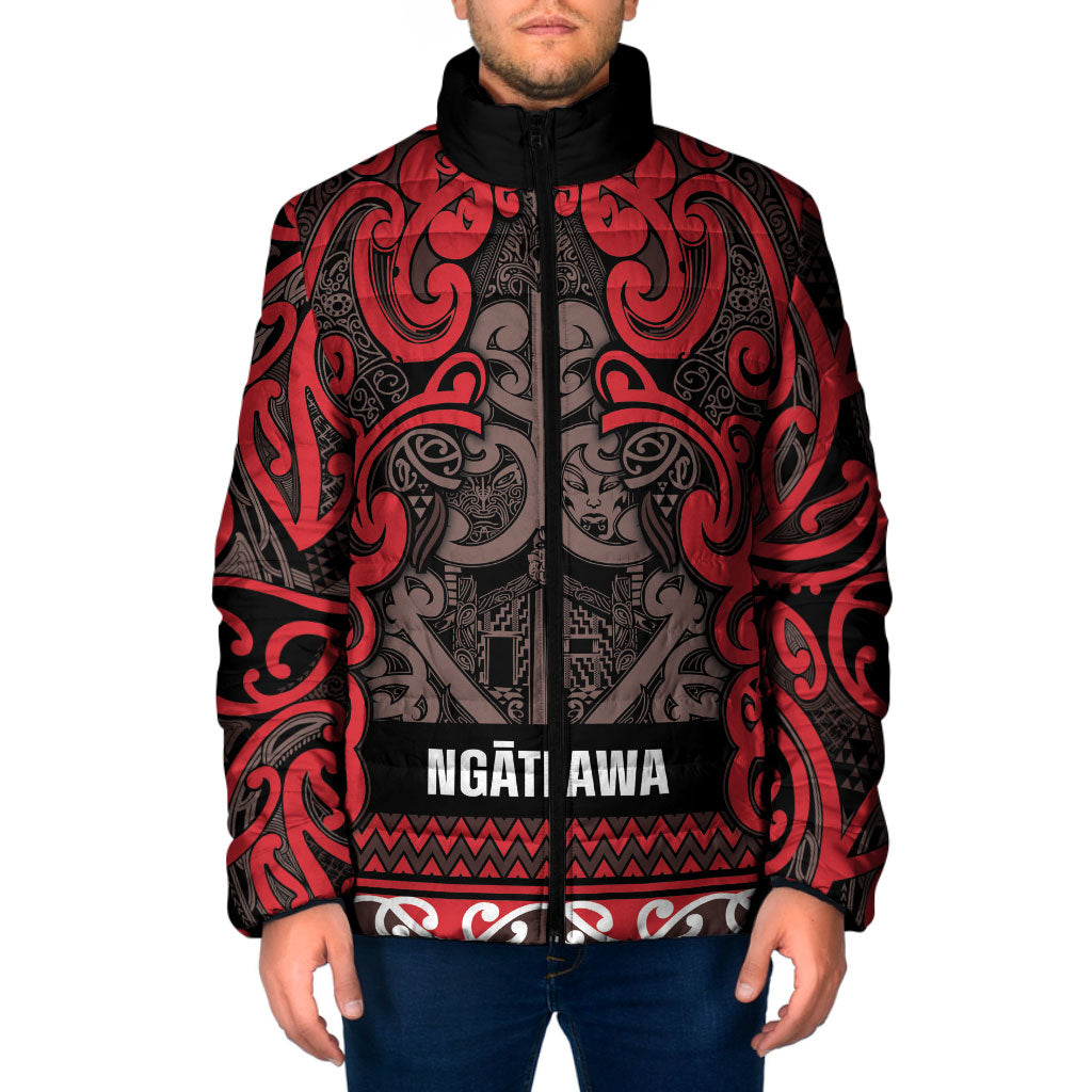 Aotearoa Iwi Ngati Awa Padded Jacket Maori Wharenui House Tribal Pattern LT9 Men Red - Polynesian Pride