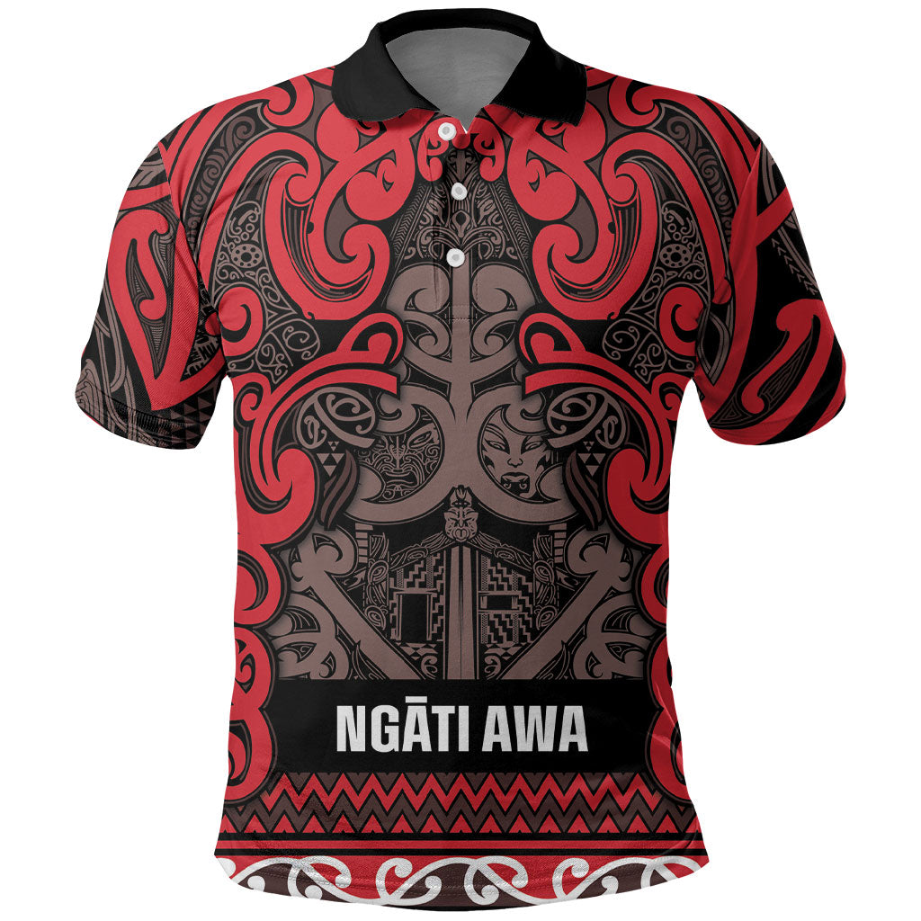 Aotearoa Iwi Ngati Awa Polo Shirt Maori Wharenui House Tribal Pattern LT9 Red - Polynesian Pride