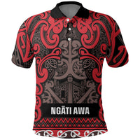Aotearoa Iwi Ngati Awa Polo Shirt Maori Wharenui House Tribal Pattern LT9 Red - Polynesian Pride