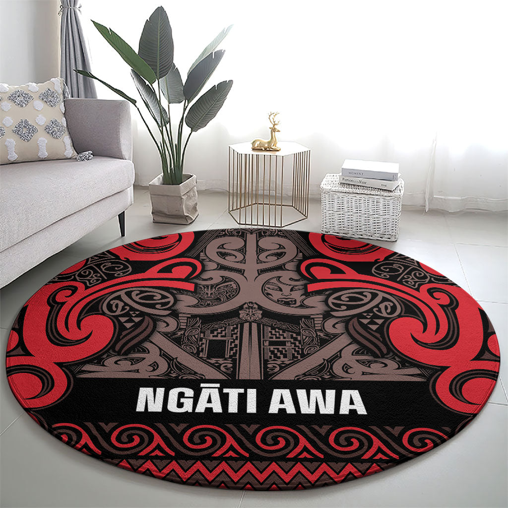 Aotearoa Iwi Ngati Awa Round Carpet Maori Wharenui House Tribal Pattern LT9 - Polynesian Pride