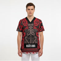 Aotearoa Iwi Ngati Awa Scrub Top Maori Wharenui House Tribal Pattern LT9 - Polynesian Pride