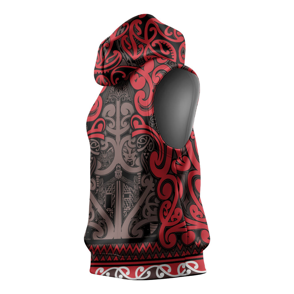 Aotearoa Iwi Ngati Awa Sleeveless Hoodie Maori Wharenui House Tribal Pattern LT9 - Polynesian Pride