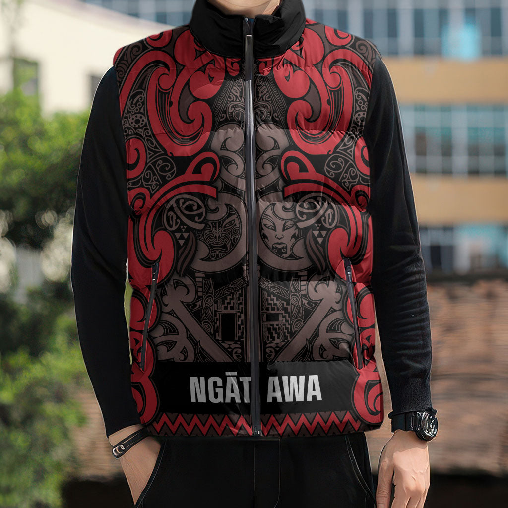 Aotearoa Iwi Ngati Awa Sleeveless Puffer Jacket Maori Wharenui House Tribal Pattern LT9 - Polynesian Pride