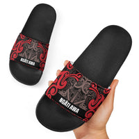 Aotearoa Iwi Ngati Awa Slide Sandals Maori Wharenui House Tribal Pattern LT9 - Polynesian Pride