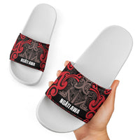 Aotearoa Iwi Ngati Awa Slide Sandals Maori Wharenui House Tribal Pattern LT9 - Polynesian Pride