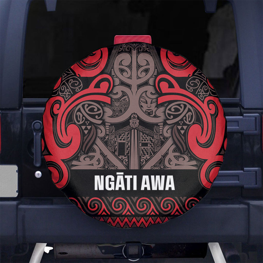 Aotearoa Iwi Ngati Awa Spare Tire Cover Maori Wharenui House Tribal Pattern LT9 No hole Red - Polynesian Pride