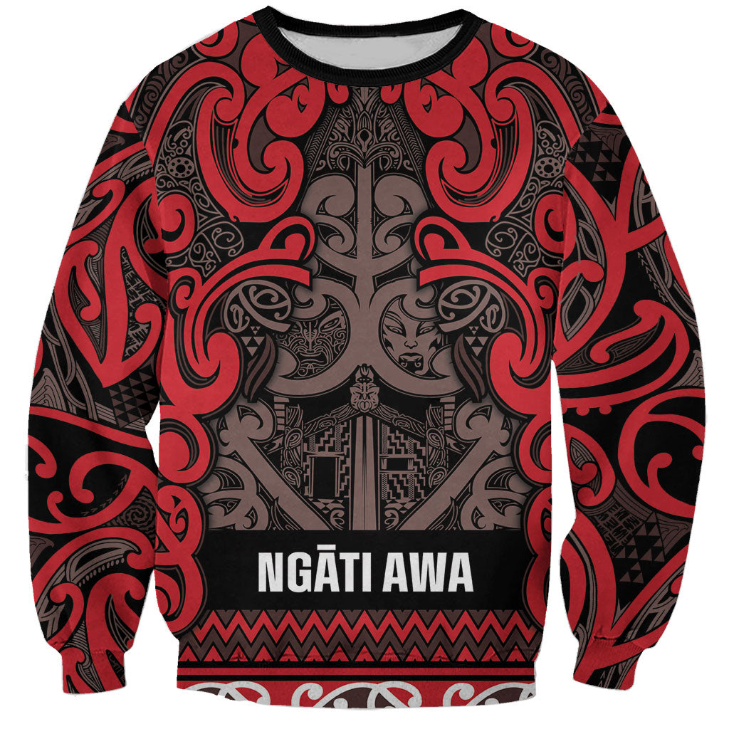 Aotearoa Iwi Ngati Awa Sweatshirt Maori Wharenui House Tribal Pattern LT9 Unisex Red - Polynesian Pride
