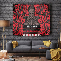 Aotearoa Iwi Ngati Awa Tapestry Maori Wharenui House Tribal Pattern LT9 Red - Polynesian Pride