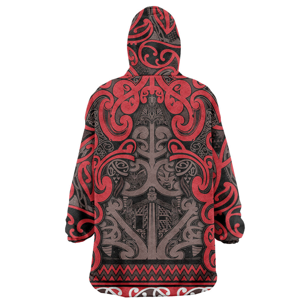 Aotearoa Iwi Ngati Awa Wearable Blanket Hoodie Maori Wharenui House Tribal Pattern LT9 - Polynesian Pride