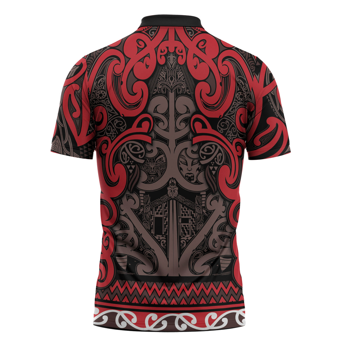 Aotearoa Iwi Ngati Awa Zipper Polo Shirt Maori Wharenui House Tribal Pattern LT9 - Polynesian Pride