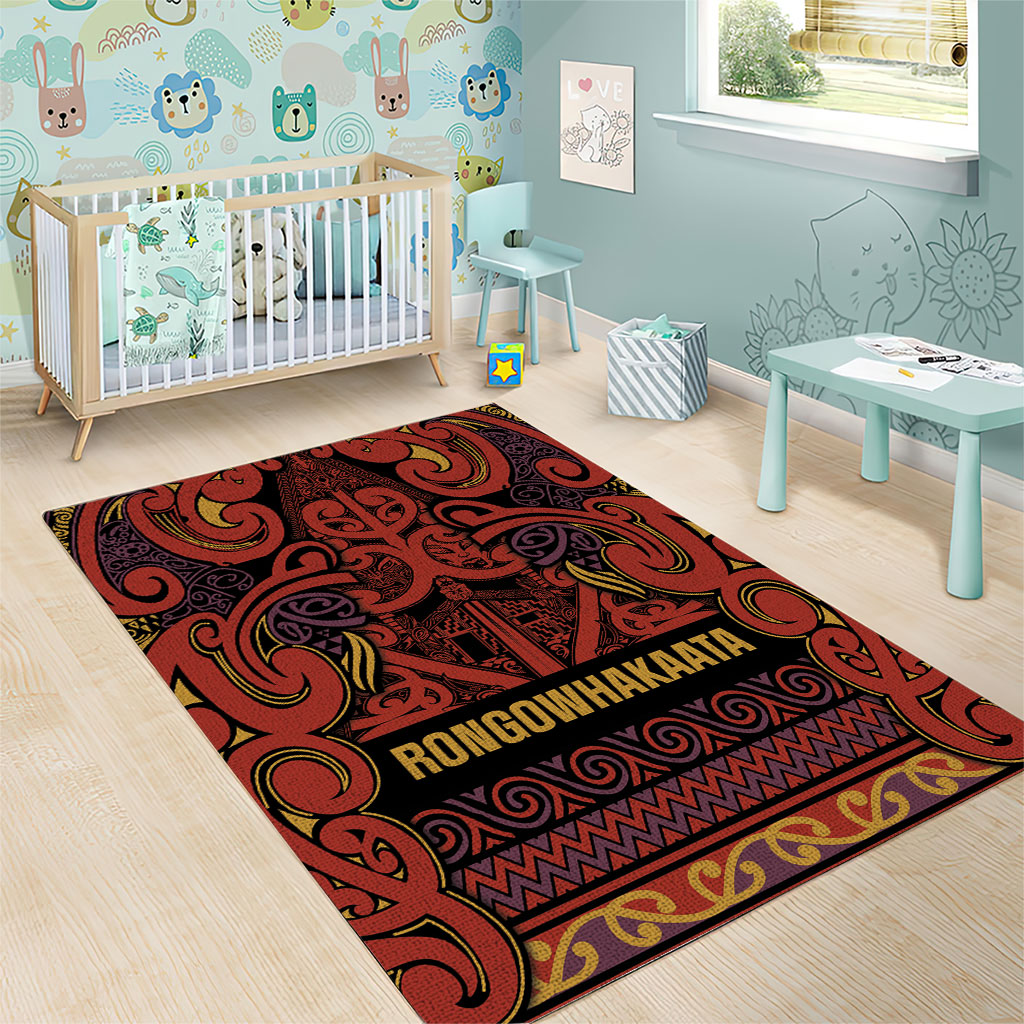 Aotearoa Iwi Rongowhakaata Area Rug Maori Wharenui House Tribal Pattern LT9 - Polynesian Pride