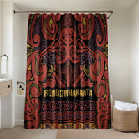Aotearoa Iwi Rongowhakaata Bathroom Set Maori Wharenui House Tribal Pattern LT9 Shower Curtain Only Brick Red - Polynesian Pride