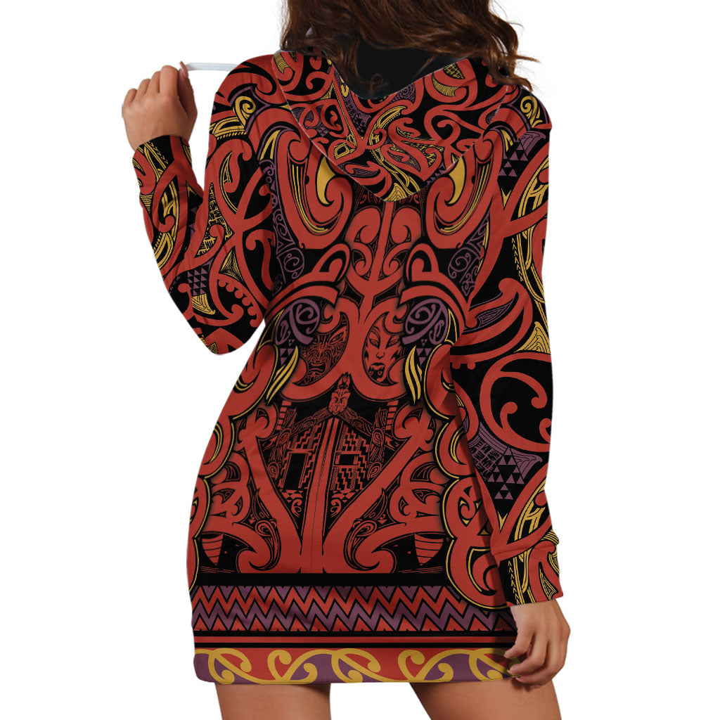 Aotearoa Iwi Rongowhakaata Hoodie Dress Maori Wharenui House Tribal Pattern LT9 - Polynesian Pride
