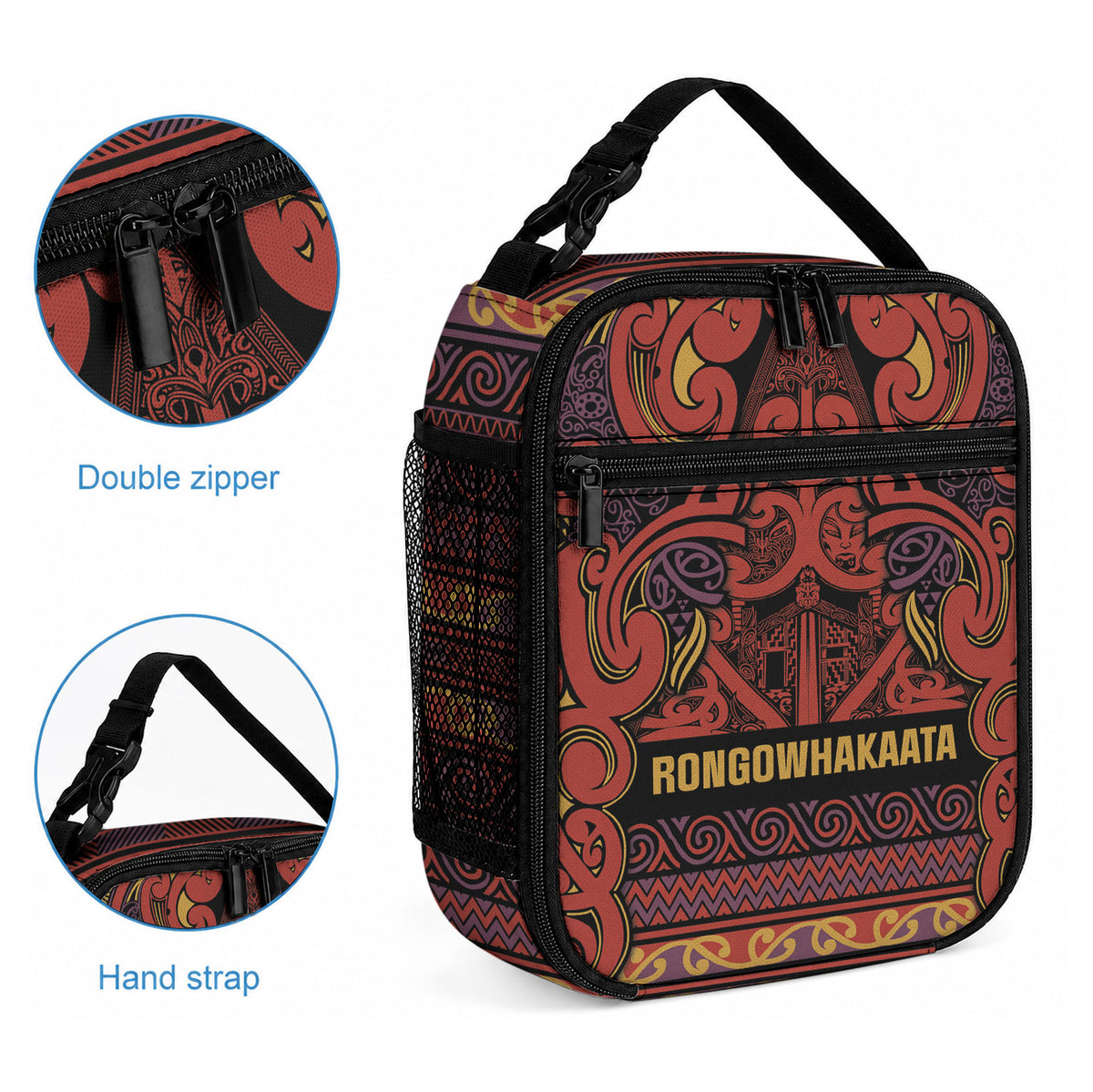 Aotearoa Iwi Rongowhakaata Lunch Bag Maori Wharenui House Tribal Pattern
