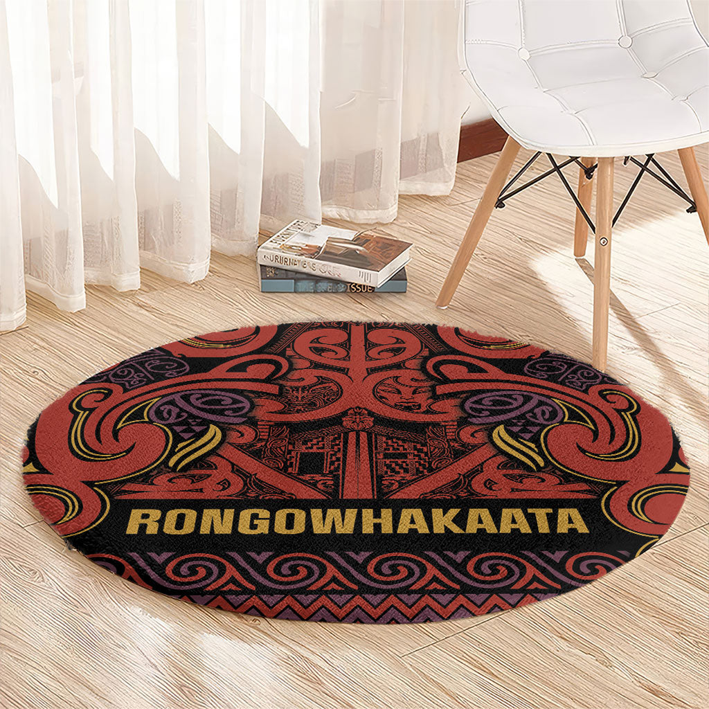Aotearoa Iwi Rongowhakaata Round Carpet Maori Wharenui House Tribal Pattern LT9 - Polynesian Pride