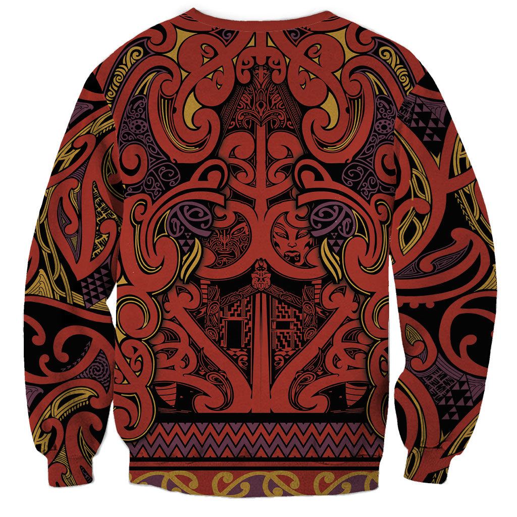 Aotearoa Iwi Rongowhakaata Sweatshirt Maori Wharenui House Tribal Pattern LT9 - Polynesian Pride