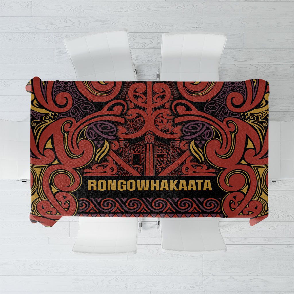 Aotearoa Iwi Rongowhakaata Tablecloth Maori Wharenui House Tribal Pattern LT9 Brick Red - Polynesian Pride