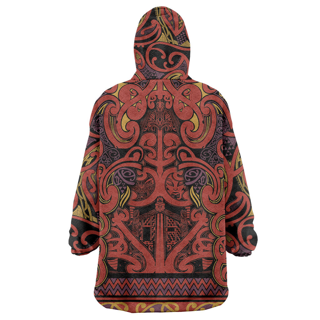 Aotearoa Iwi Rongowhakaata Wearable Blanket Hoodie Maori Wharenui House Tribal Pattern LT9 - Polynesian Pride