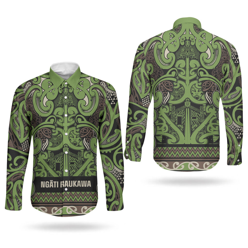 Aotearoa Iwi Ngati Raukawa Couples Matching Off Shoulder Short Dress and Long Sleeve Button Shirt Maori Wharenui House Tribal Pattern LT9 - Polynesian Pride