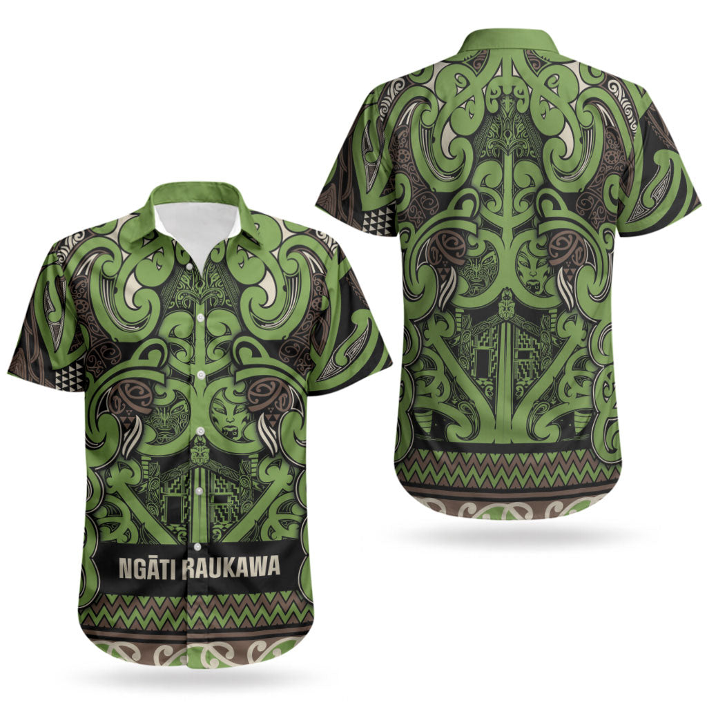 Aotearoa Iwi Ngati Raukawa Couples Matching Puletasi and Hawaiian Shirt Maori Wharenui House Tribal Pattern LT9 - Polynesian Pride