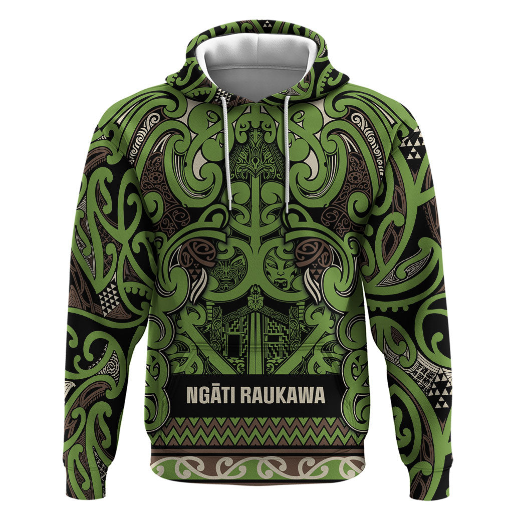 Aotearoa Iwi Ngati Raukawa Hoodie Maori Wharenui House Tribal Pattern LT9 Pullover Hoodie Olive green - Polynesian Pride