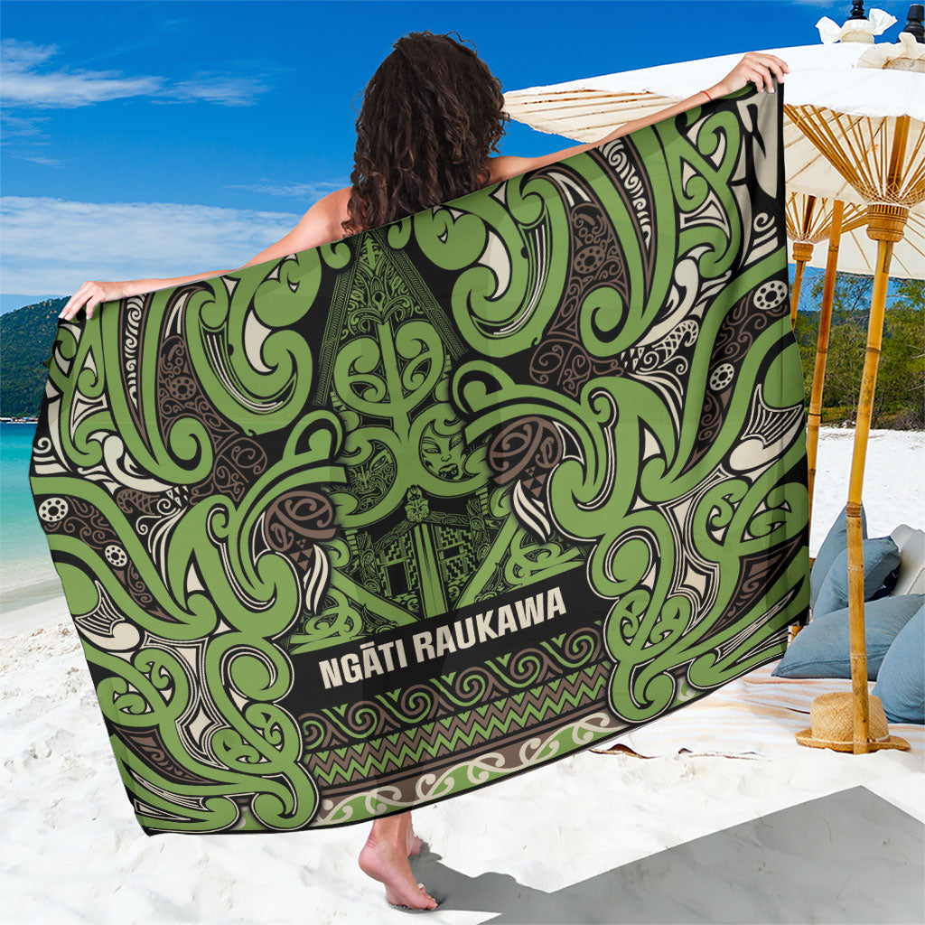 Aotearoa Iwi Ngati Raukawa Sarong Maori Wharenui House Tribal Pattern LT9 One Size 44 x 66 inches Olive green - Polynesian Pride