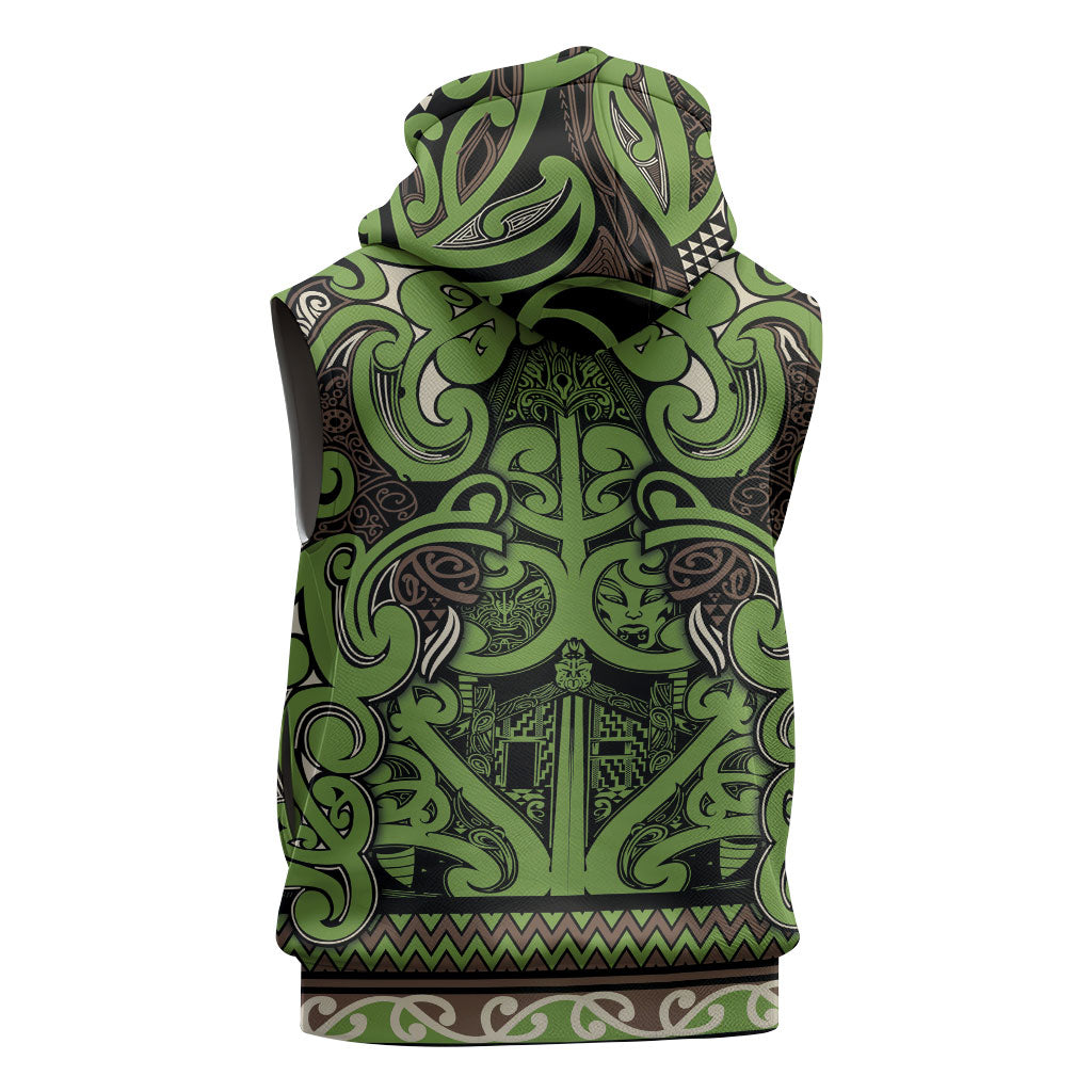 Aotearoa Iwi Ngati Raukawa Sleeveless Hoodie Maori Wharenui House Tribal Pattern LT9 - Polynesian Pride