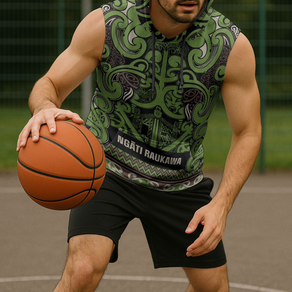 Aotearoa Iwi Ngati Raukawa Sleeveless Hoodie Maori Wharenui House Tribal Pattern LT9 - Polynesian Pride