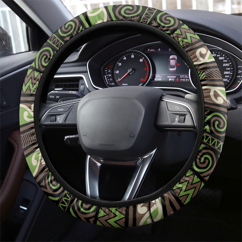 Aotearoa Iwi Ngati Raukawa Steering Wheel Cover Maori Wharenui House Tribal Pattern LT9 - Polynesian Pride
