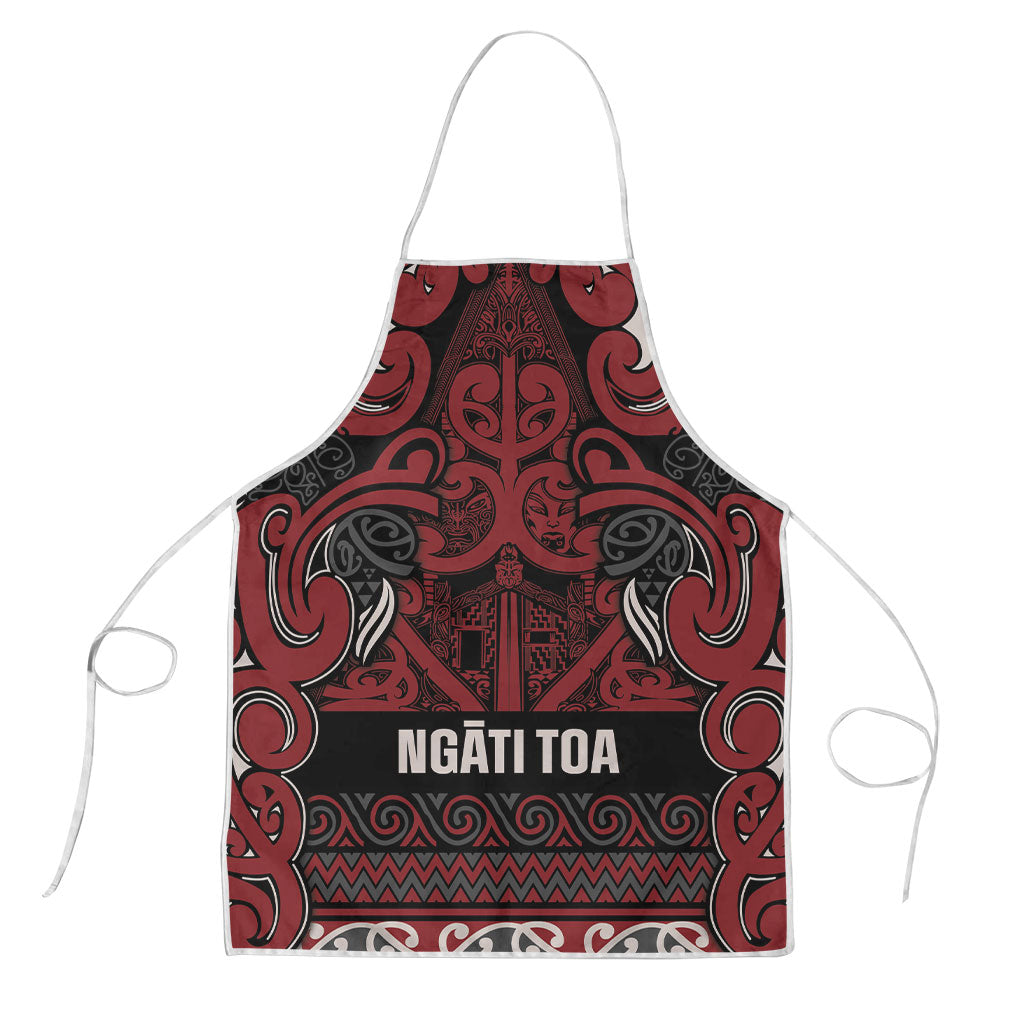 Aotearoa Iwi Ngati Toa Apron Maori Wharenui House Tribal Pattern LT9 Dark Red - Polynesian Pride
