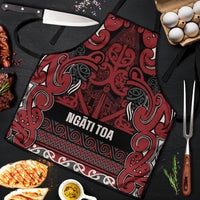 Aotearoa Iwi Ngati Toa Apron Maori Wharenui House Tribal Pattern LT9 Dark Red - Polynesian Pride