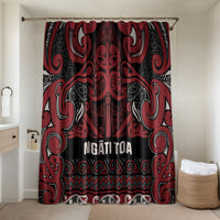 Aotearoa Iwi Ngati Toa Bathroom Set Maori Wharenui House Tribal Pattern LT9 Shower Curtain Only Dark Red - Polynesian Pride
