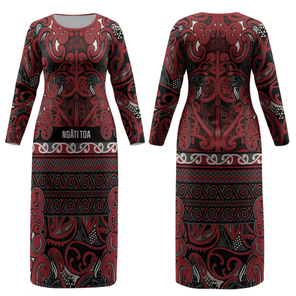 Aotearoa Iwi Ngati Toa Couples Matching Long Sleeve Bodycon Dress and Hawaiian Shirt Maori Wharenui House Tribal Pattern LT9 - Polynesian Pride