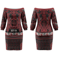 Aotearoa Iwi Ngati Toa Couples Matching Off The Shoulder Long Sleeve Dress and Hawaiian Shirt Maori Wharenui House Tribal Pattern LT9 - Polynesian Pride