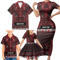 Aotearoa Iwi Ngati Toa Family Matching Short Sleeve Bodycon Dress and Hawaiian Shirt Maori Wharenui House Tribal Pattern LT9 - Polynesian Pride