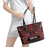 Aotearoa Iwi Ngati Toa Leather Tote Bag Maori Wharenui House Tribal Pattern LT9 - Polynesian Pride