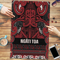 Aotearoa Iwi Ngati Toa Puzzle Maori Wharenui House Tribal Pattern LT9 Dark Red - Polynesian Pride