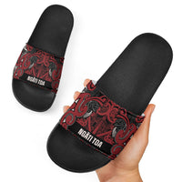 Aotearoa Iwi Ngati Toa Slide Sandals Maori Wharenui House Tribal Pattern LT9 - Polynesian Pride