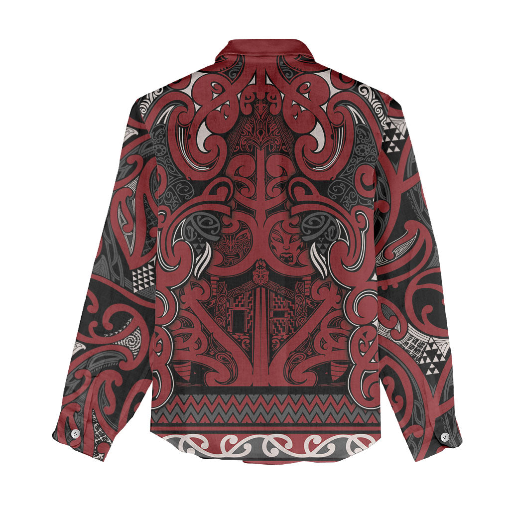 Aotearoa Iwi Ngati Toa Women Casual Shirt Maori Wharenui House Tribal Pattern LT9 - Polynesian Pride
