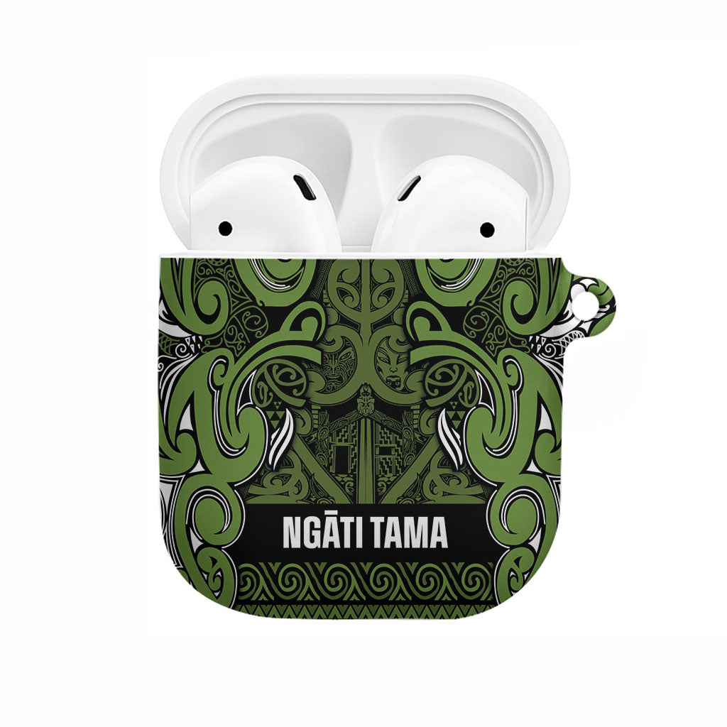 Aotearoa Iwi Ngāti Tama ki Taranaki Trust AirPods Case Maori Wharenui House Tribal Pattern LT9 Lime - Polynesian Pride