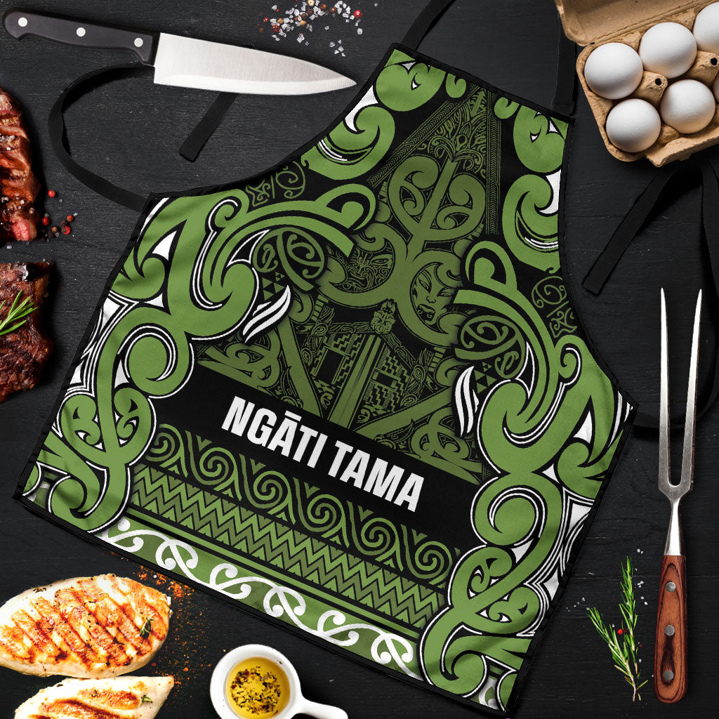 Aotearoa Iwi Ngāti Tama ki Taranaki Trust Apron Maori Wharenui House Tribal Pattern LT9 Lime - Polynesian Pride