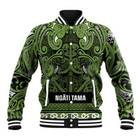 Aotearoa Iwi Ngāti Tama ki Taranaki Trust Baseball Jacket Maori Wharenui House Tribal Pattern LT9 Unisex Lime - Polynesian Pride