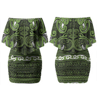 Aotearoa Iwi Ngāti Tama ki Taranaki Trust Couples Matching Off Shoulder Short Dress and Long Sleeve Button Shirt Maori Wharenui House Tribal Pattern LT9 - Polynesian Pride
