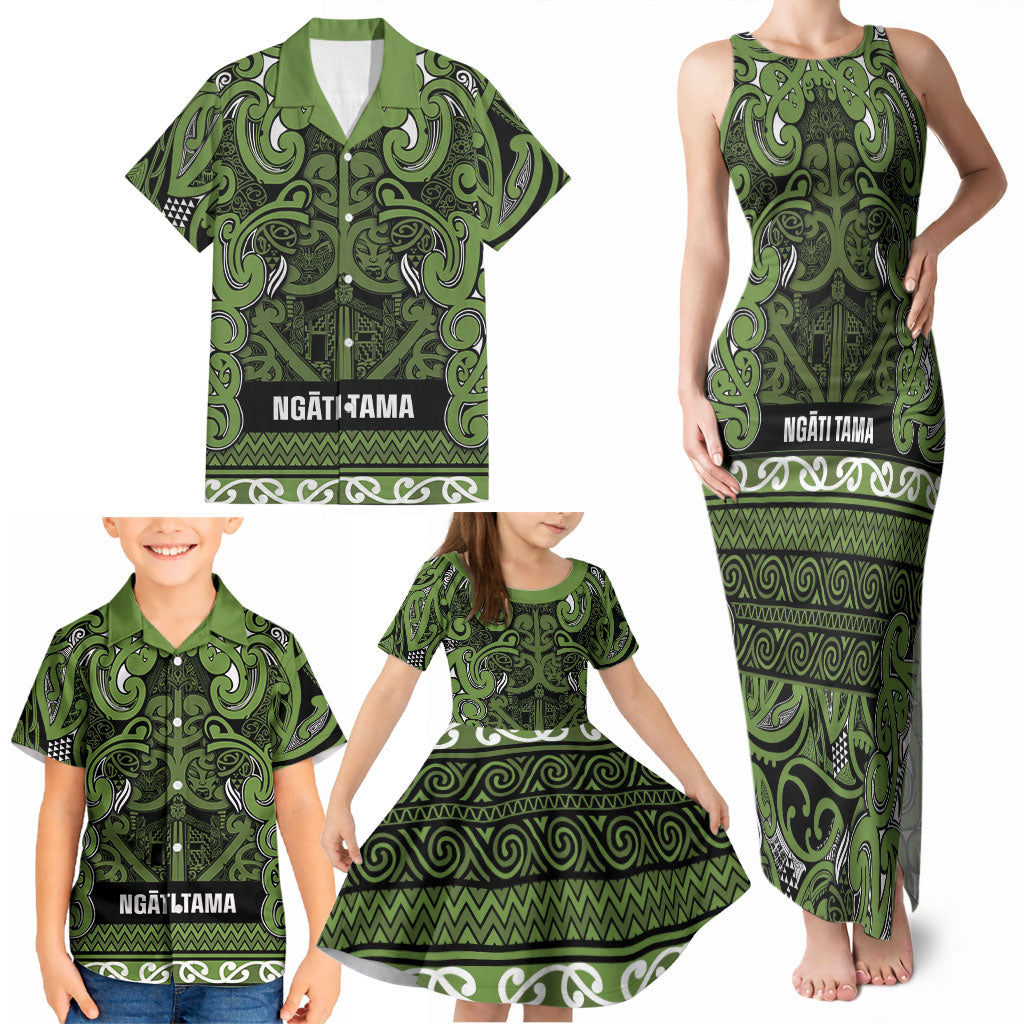Aotearoa Iwi Ngāti Tama ki Taranaki Trust Family Matching Tank Maxi Dress and Hawaiian Shirt Maori Wharenui House Tribal Pattern LT9 - Polynesian Pride